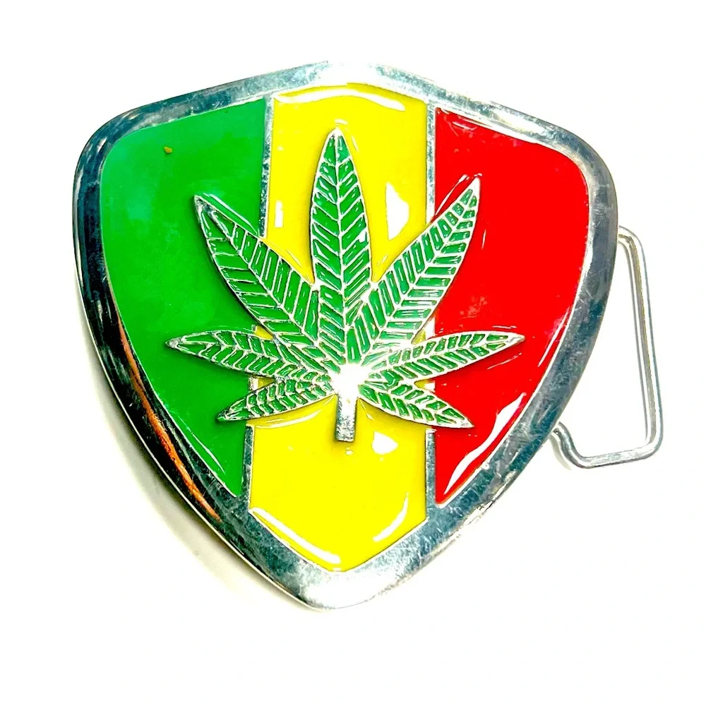 Jamaican Rasta Red Green Silver Mens Fashion Belt Buckle